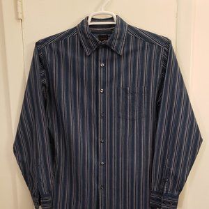J. Ferrar Long Sleeve Striped Shirt Blue/Grey Size Medium